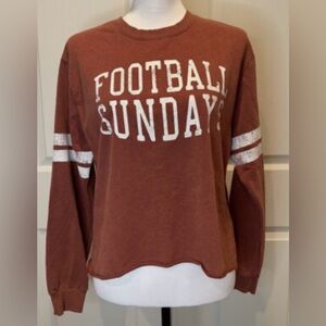 Womens Long Sleeve Football Sunday Top Red Modern Lux L Game Day Fan Sporty